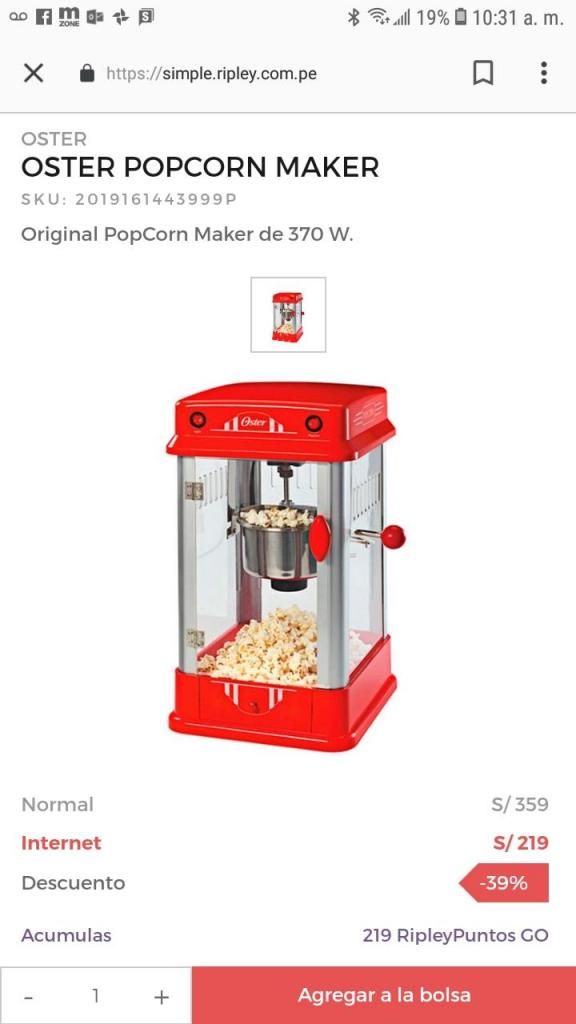 Popcorn machine Oster