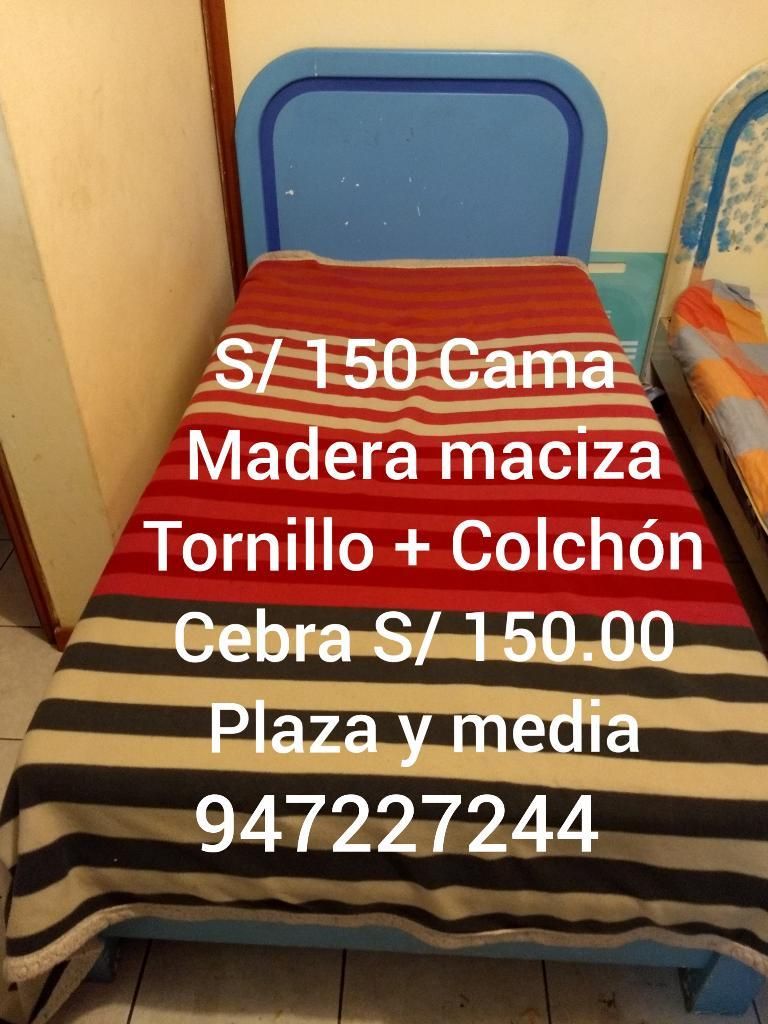Camas Pura Madera Tornillo Plaza Y Media