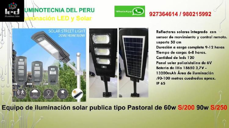 Equipo de iluminación solar publica tipo Pastoral de 60w Y
