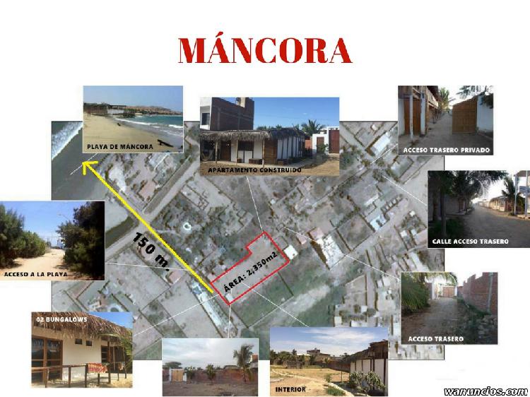 Terreno en Máncora 2,350 m² C/ 02 Bungalows