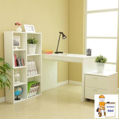 Escritorio + Biblioteca + Mueble Con 02 Cajones De Melamina