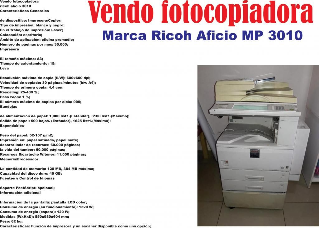 Copiadora Ricoh Aficio MP 