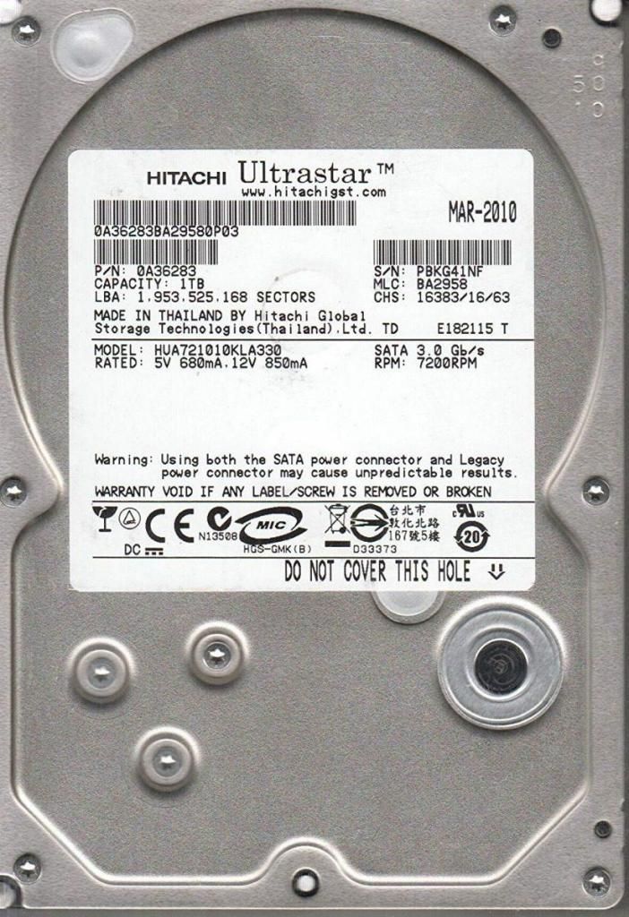 Disco duro 1TB para PC HITACHI, modelo HUAKLA330.