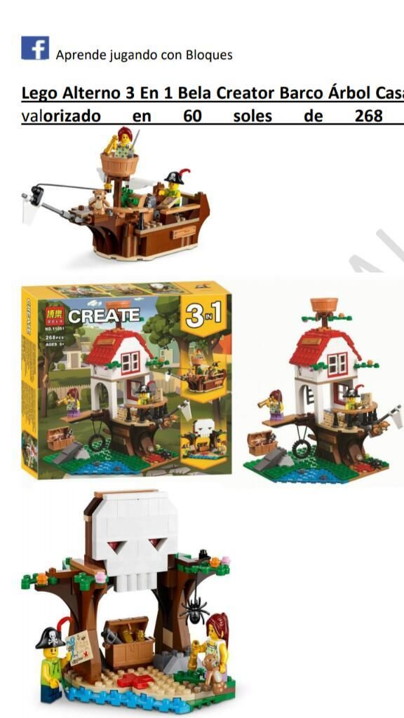 Lego Alterno Creator Bela 3 en 1