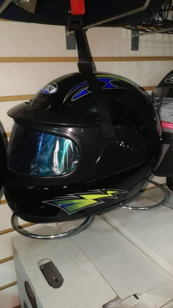 Casco de Moto Negro con Azul Nuevo Ofert