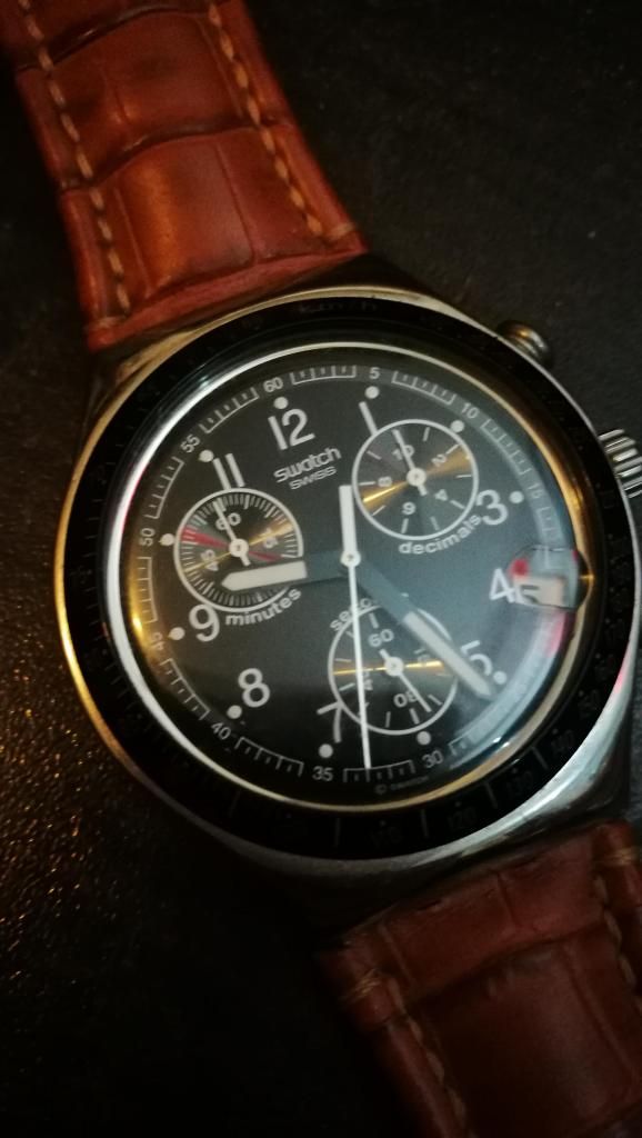 Reloj Swatch Irony Dark Phoenix Chronograph Ycs429 y correa