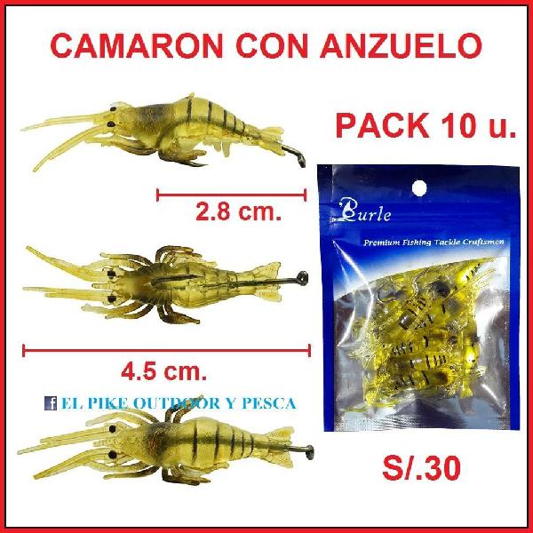 Camaron Pack 10 Uni. Langostino Señuelo Pesca Carnada