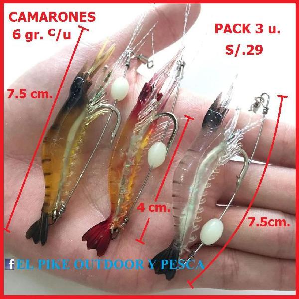 Camaron Pack 3 Uni. Langostino Señuelo Pesca Carnada