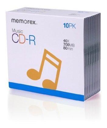 Memorex 700mb80minute 40x Music Cdr Media 10pack Con Fundas