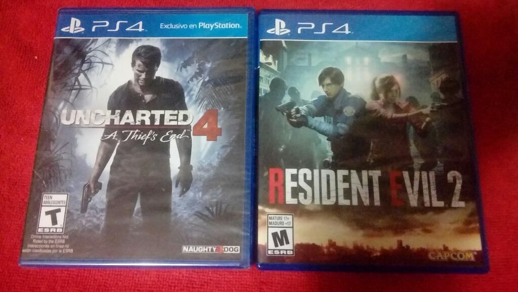 Uncharted 4 Y Resident Evil 2 Ps4