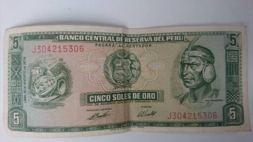 5 Soles De Oro De 1974. Lima Entrega Centro Civico