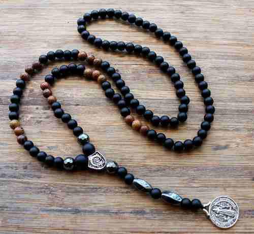 Collar De Hombre Negro 6mm Piedra Con Cuentas De Hematita