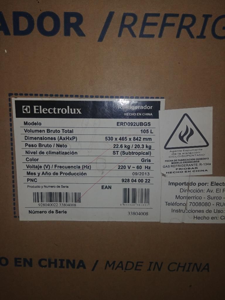 Frio Bar Electrolux 105 Litro Semi Nuevo
