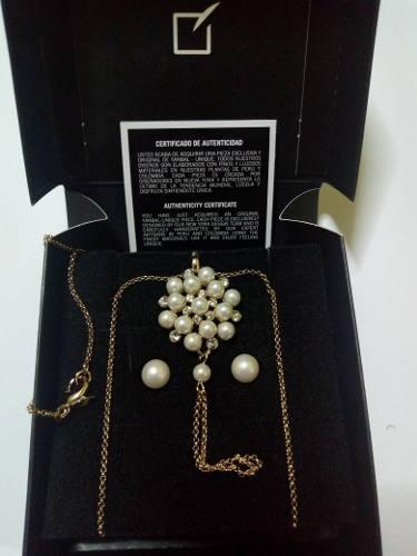 Remato Hermoso Collar Y Par De Aretes Tresor De Unique