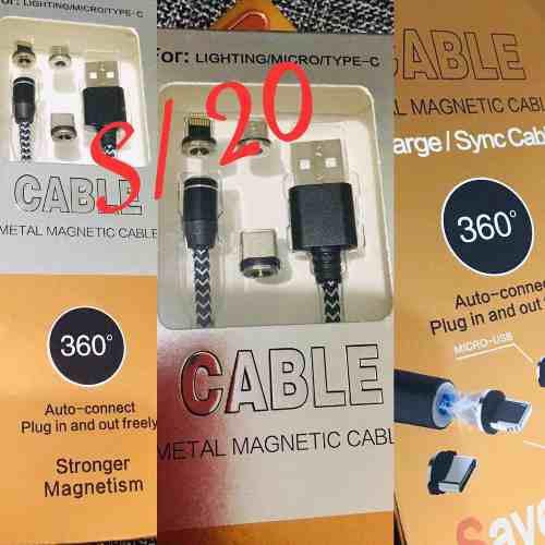 Cable Magnético Con Adaptador Vo8, Tipo 3 Y iPhone 5,6,6s