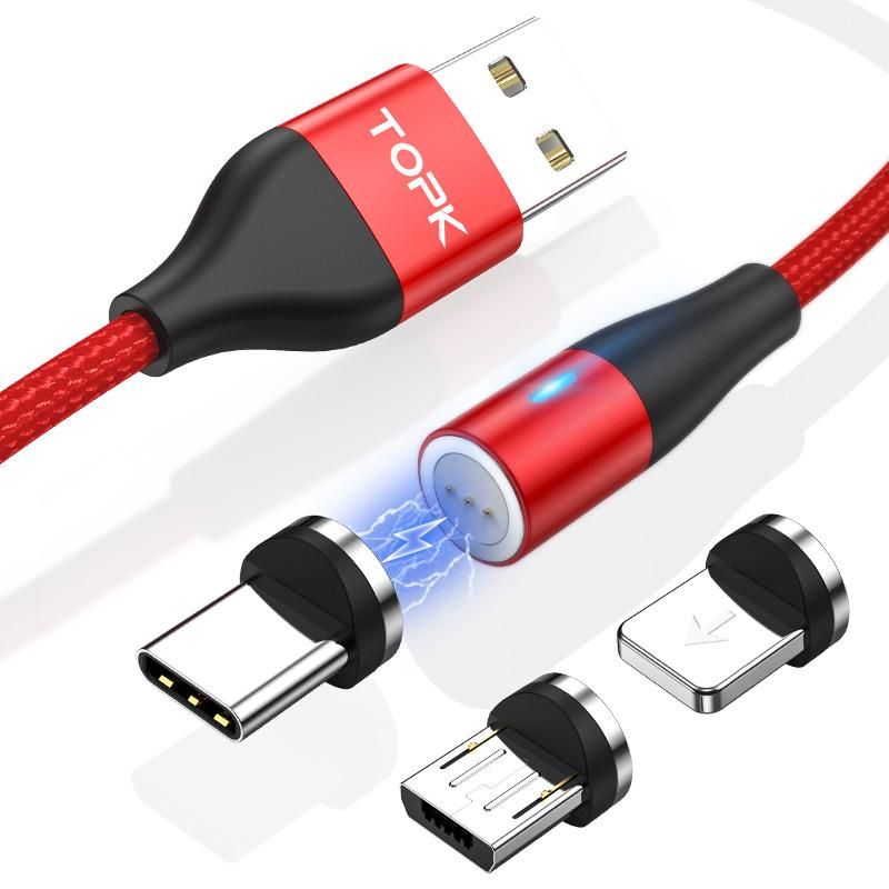 Cable magnético TOPK, carga rápida Tipo C, Iphone y Normal