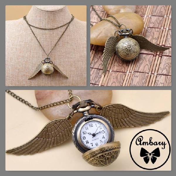 Harry Potter Collar Reloj Snitch Dorada // AMBARY