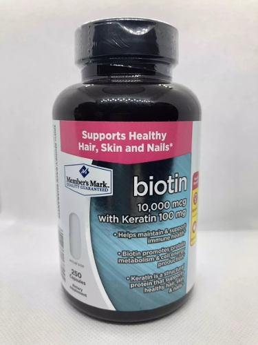 Biotin 10000 Mcg Mas Keratina Mas Vitamina C, 250 Caps