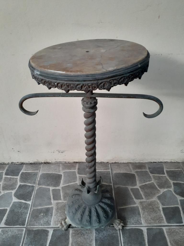 Hp Antiguo Pedestal de Mármol Y Bronce