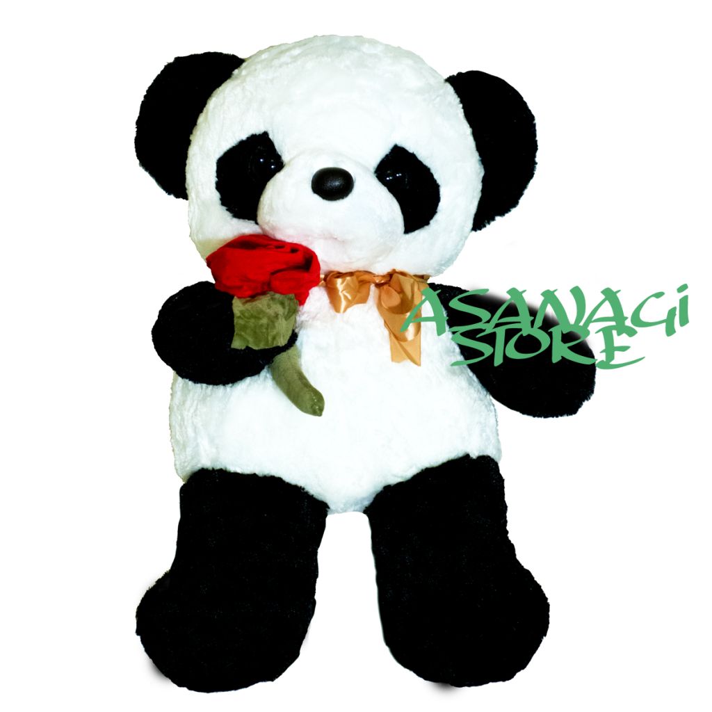 Peluche Panda Con Rosa y Lazo Importado San Valentin