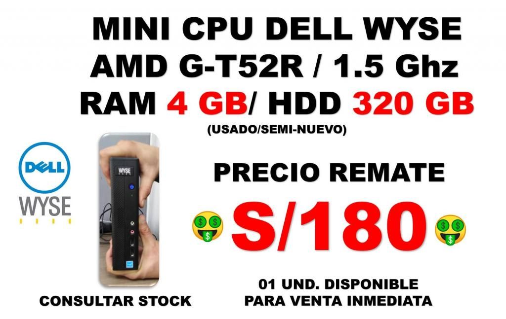 Mini Cpu Amd Dell Ram4 Hd320 Con Salida Vga Somos Tienda