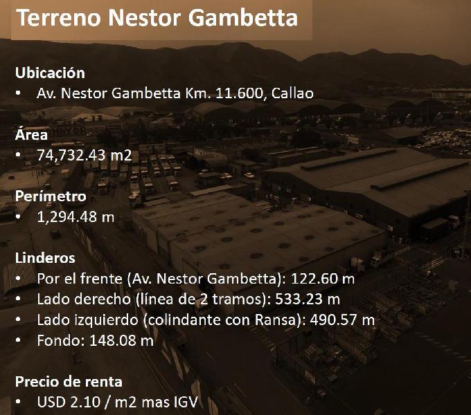 Excelente Terreno Industrial 74,732 m² Av Nestor Gambeta