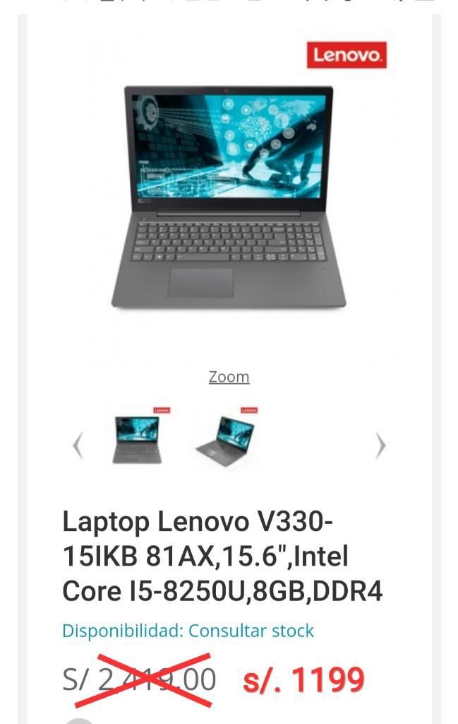 Oferta Laptop Core I5 8th Lenovo8gb Ram