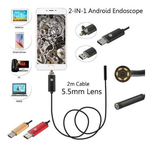 Camara Endoscopio Sumergible Hd Led 2 Mt 5.5mm Android Y Pc