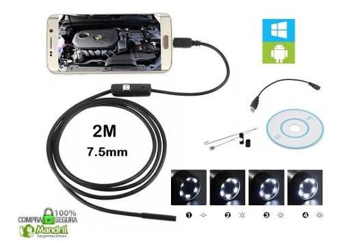 Cámara Endoscopio Usb 2 Metros 7mm Led Android Smartphone