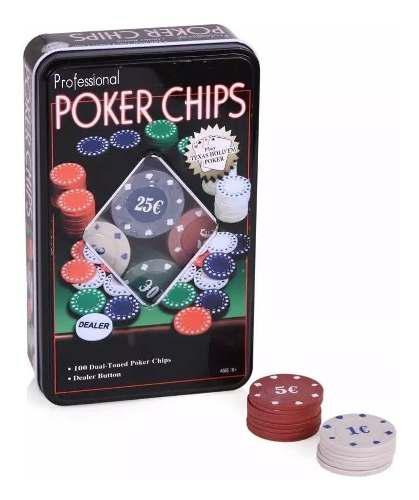 Set Poker 100 Fichas Caja Metal Poker Chips Juegos