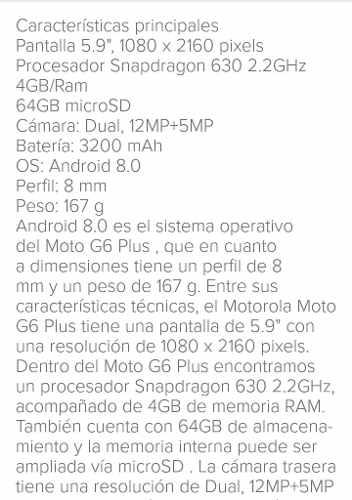 Vendo Celular Motorola Gplus 6 Completamente Nuevo