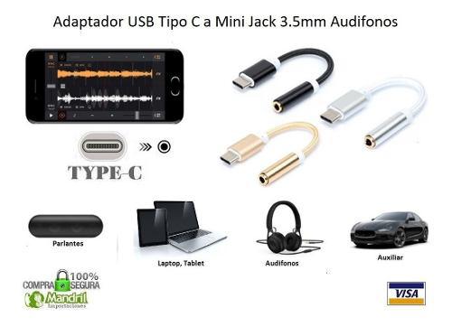 Adaptador Usb Tipo C A Audifonos Jack 3.5mm Nylon Smartphone