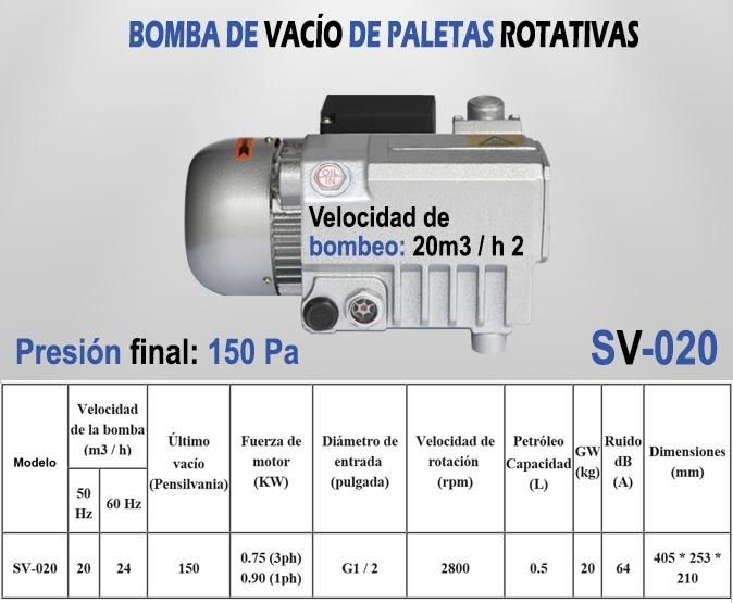Bomba de vacio de paleta rotativa 1 hp (industrial)