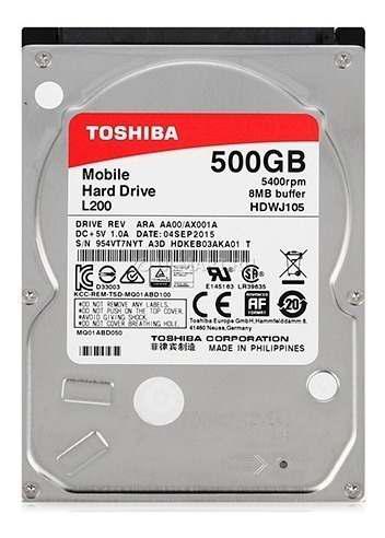 Disco Duro Toshiba L200, 500gb Sata 6.0gb/s, 5400 Rpm, 2.5,