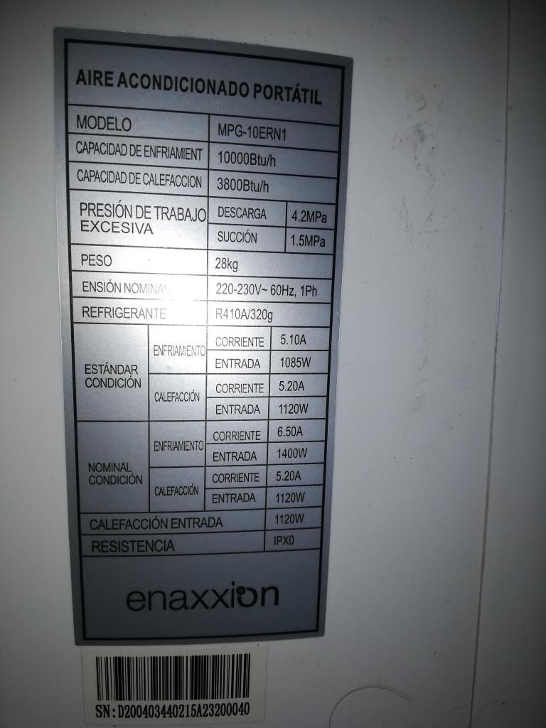 Aire acondicionado portatil ENAXXION  precio a