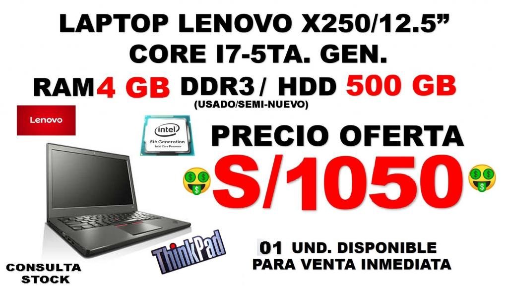 Laptop Lenovo X250 Core I7 5ta. Quinta