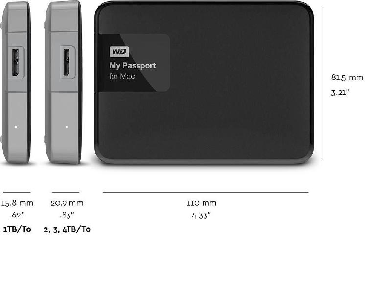 Disco Duro Portatil USB, Western Digital, my Passport 1TB,