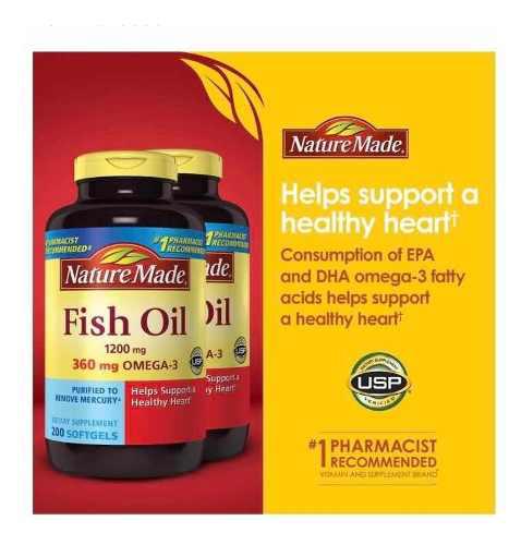 Fish Oil 1200 Mg Con Omega 3 Aceite De Pescado 200 Capsulas
