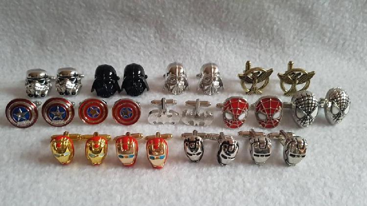 Gemelos Mancuernas Batman Spiderman,Star Wars, Sinsajo,