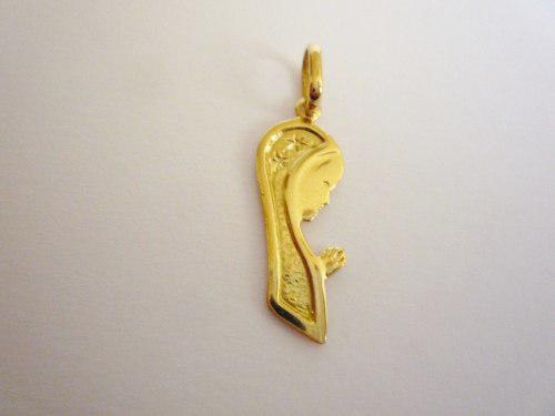 Dije Medalla Niña Virgen María Rezando, Oro 18k Amarillo