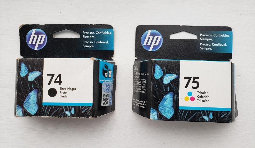 Tinta para impresora HP - #s 74 y 75 (blanco y negro y a