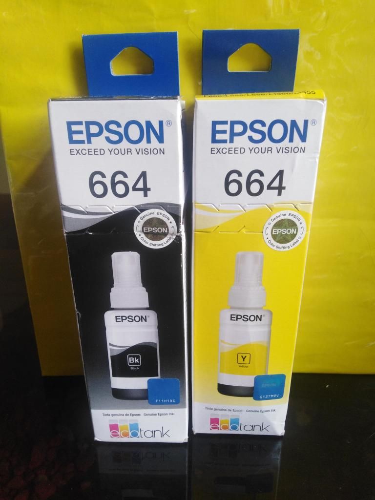 Vendo tinta epson T664 en color negro y amarillo 60 soles