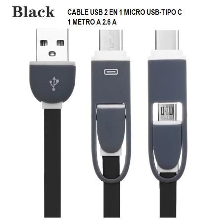 Cable Usb 2 en 1 Tipo Micro Usb y Tipo C