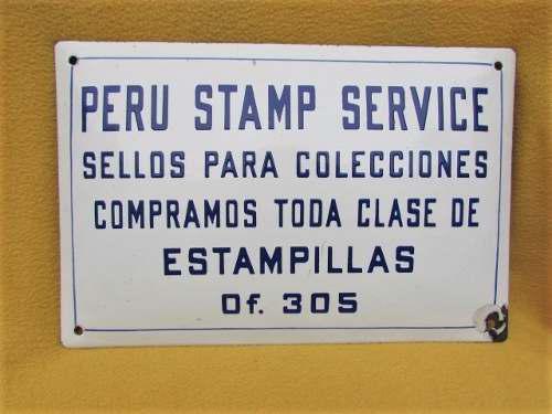 Tesoros Letrero Publicitario Enlozado Peru Stamp