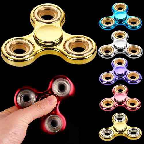 Fidget Spinner Metalizado Brillante Cubierta Uv