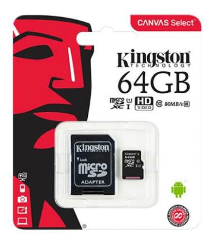Memoria Microsdhc 64gb Cl.10 + Adaptador Kingston 80mb/seg
