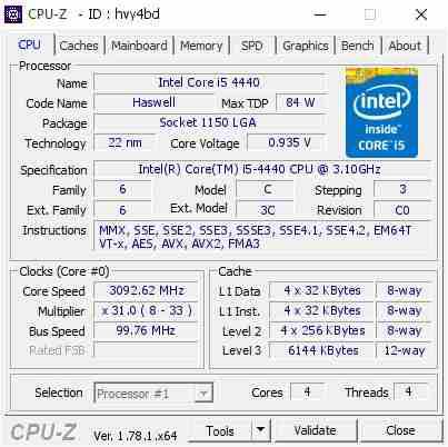Intel Core I5 4440