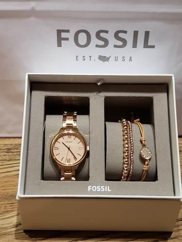 Set De Reloj Y Pulcera Fossil 100% Original