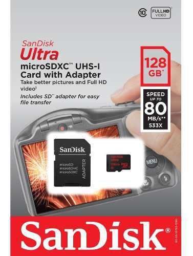 Memoria Sandisk 128gb Microsd Clase 10 Sellado Nuevo
