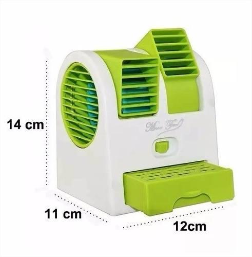 Ventilador Mini Aire Acondicionado Usb Pilas 2 Salidas Verde